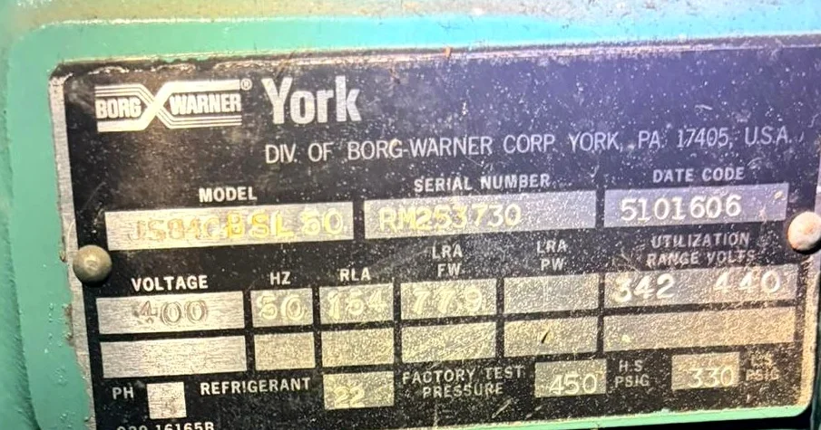 Brown Boveri-York LCHD 110 LSL Industrial Refrigeration / Chiller Unit